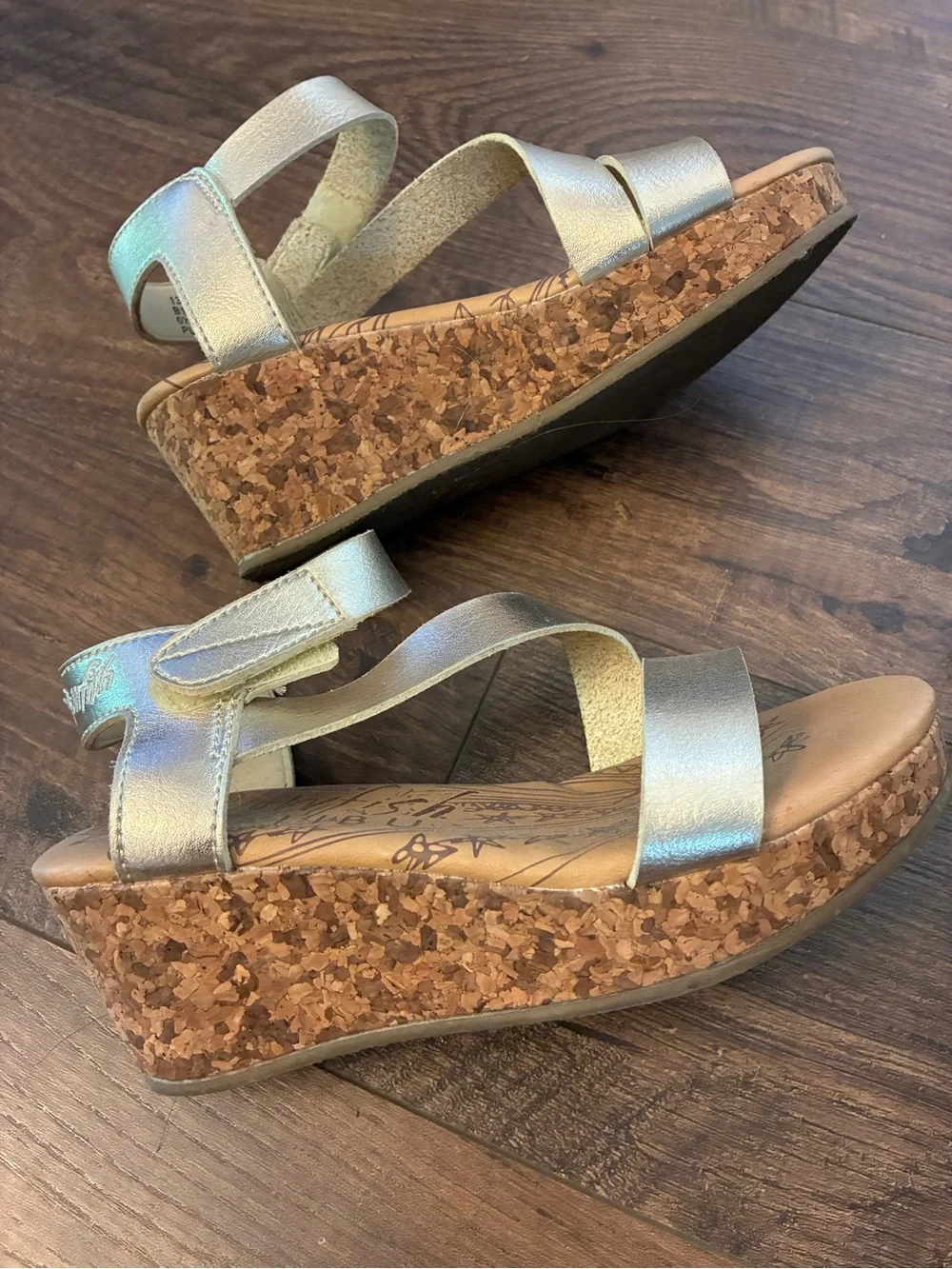 Girls Blowfish Gold Cork Wedge Sandals